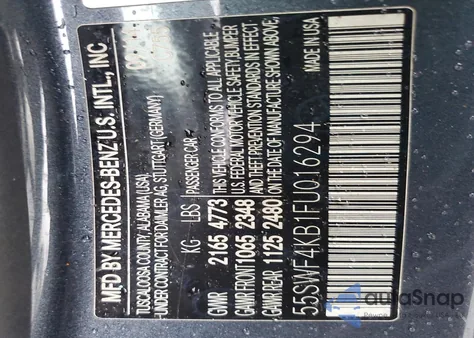 2015 Mercedes-Benz C 300 4Matic from USA, damaged, VIN 55SWF4KB1FU016294